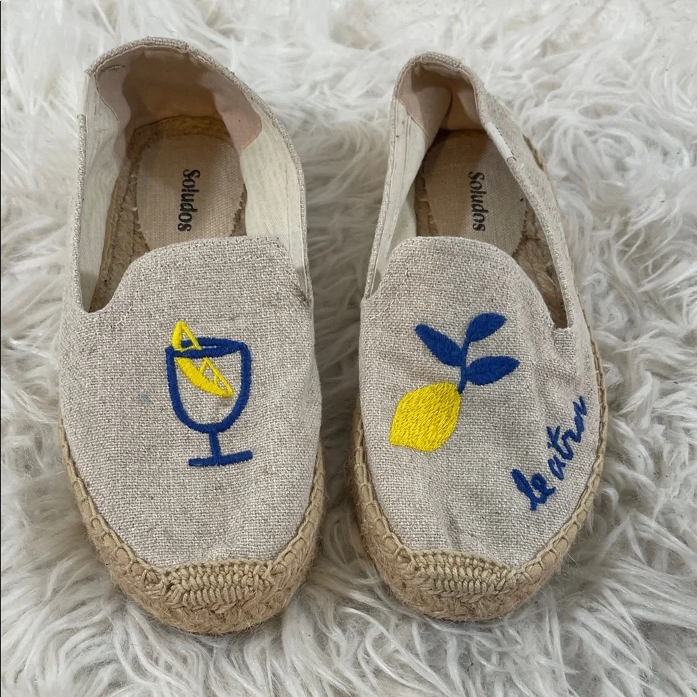 Soludos Limoncello Smoking Slipper Slip On Espadrille Size 5